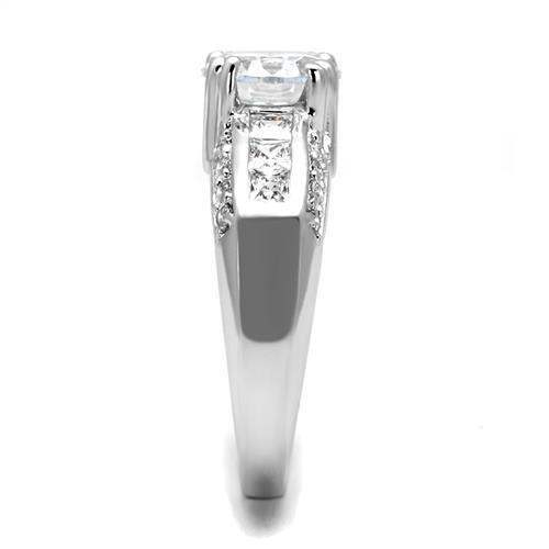 Alamode Rhodium Brass Ring with AAA Grade CZ in Clear - Alamode - Flyclothing LLC