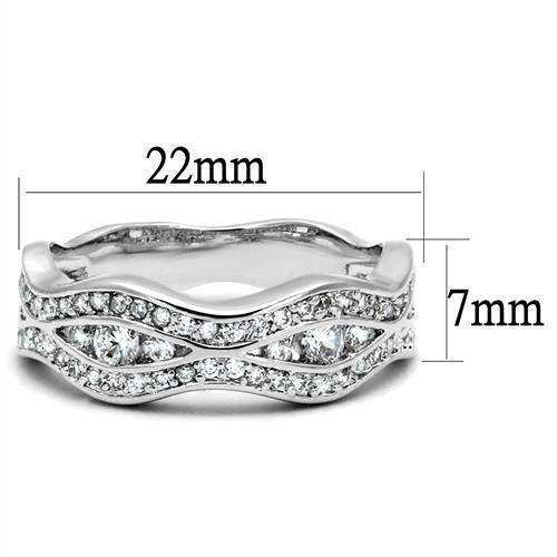 Alamode Rhodium Brass Ring with AAA Grade CZ in Clear - Alamode - Flyclothing LLC