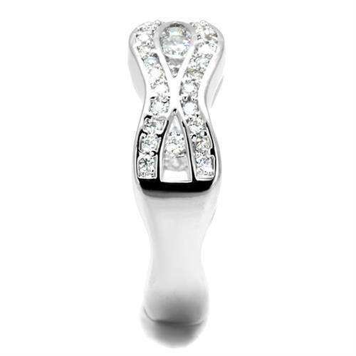 Alamode Rhodium Brass Ring with AAA Grade CZ in Clear - Alamode - Flyclothing LLC