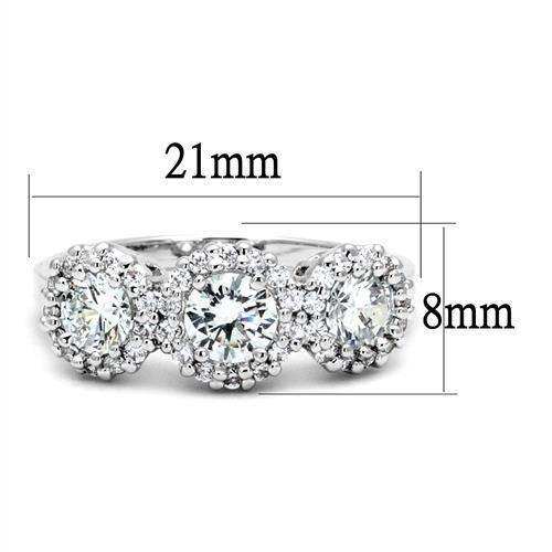 Alamode Rhodium Brass Ring with AAA Grade CZ in Clear - Alamode - Flyclothing LLC