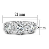 Alamode Rhodium Brass Ring with AAA Grade CZ in Clear - Alamode