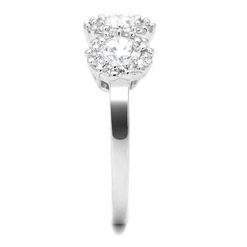 Alamode Rhodium Brass Ring with AAA Grade CZ in Clear - Alamode - Flyclothing LLC