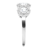 Alamode Rhodium Brass Ring with AAA Grade CZ in Clear - Alamode