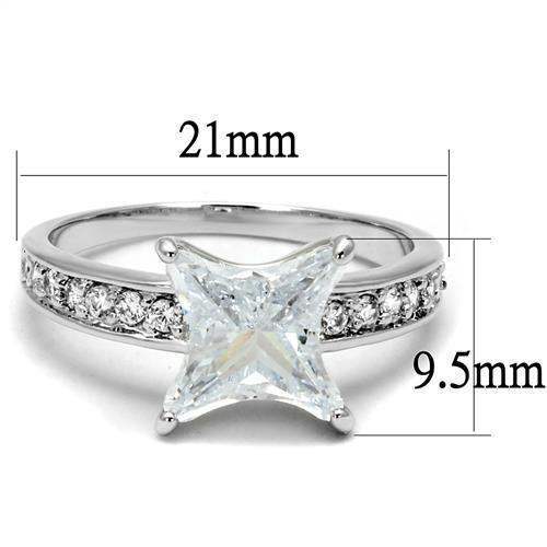 Alamode Rhodium Brass Ring with AAA Grade CZ in Clear - Alamode - Flyclothing LLC