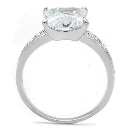 Alamode Rhodium Brass Ring with AAA Grade CZ in Clear - Alamode - Flyclothing LLC