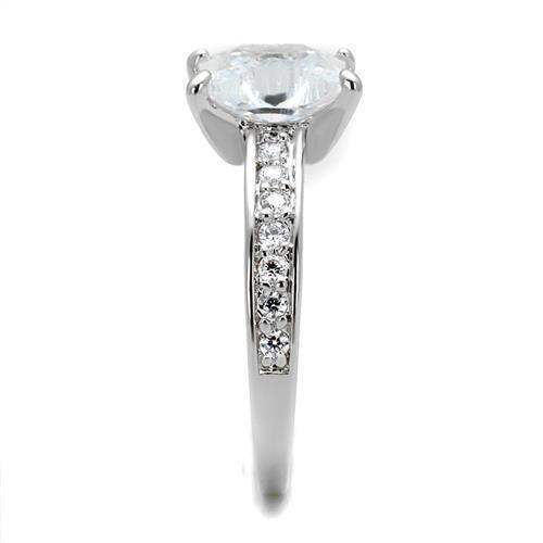 Alamode Rhodium Brass Ring with AAA Grade CZ in Clear - Alamode - Flyclothing LLC