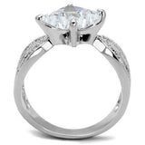 Alamode Rhodium Brass Ring with AAA Grade CZ in Clear - Alamode - Flyclothing LLC