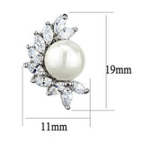 Alamode Rhodium Brass Earrings with Synthetic Pearl in White - Alamode - Flyclothing LLC