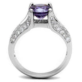 Alamode Rhodium Brass Ring with AAA Grade CZ in Amethyst - Alamode