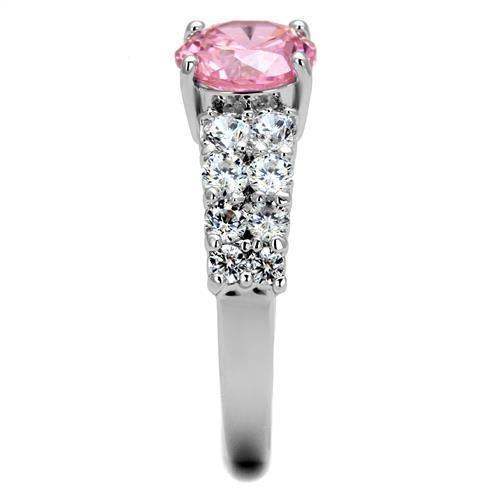 Alamode Rhodium Brass Ring with AAA Grade CZ in Rose - Alamode - Flyclothing LLC
