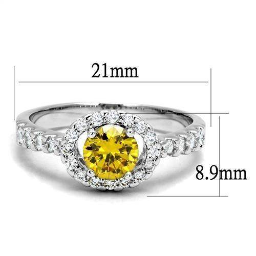 Alamode Rhodium Brass Ring with AAA Grade CZ in Topaz - Alamode - Flyclothing LLC