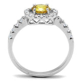 Alamode Rhodium Brass Ring with AAA Grade CZ in Topaz - Alamode - Flyclothing LLC
