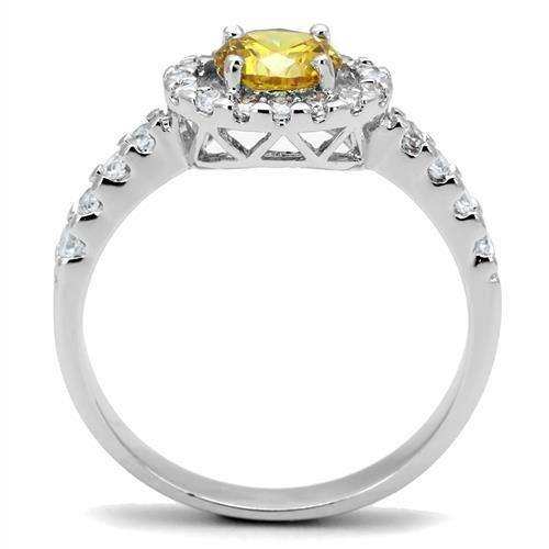 Alamode Rhodium Brass Ring with AAA Grade CZ in Topaz - Alamode - Flyclothing LLC