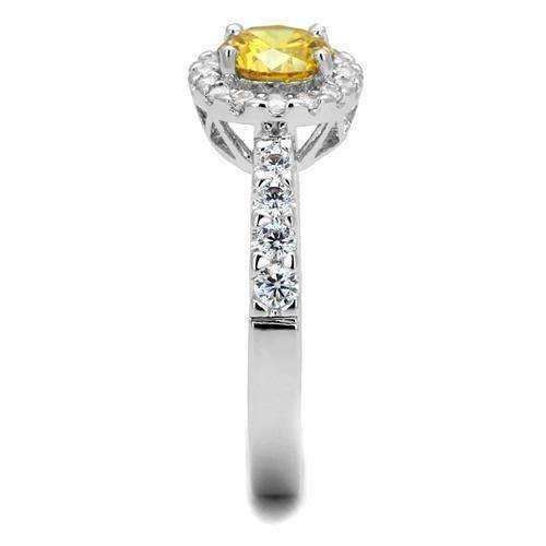 Alamode Rhodium Brass Ring with AAA Grade CZ in Topaz - Alamode - Flyclothing LLC