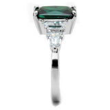 Alamode Rhodium Brass Ring with Synthetic Spinel in Emerald - Alamode - Flyclothing LLC