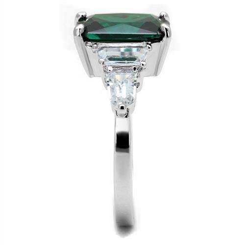 Alamode Rhodium Brass Ring with Synthetic Spinel in Emerald - Alamode - Flyclothing LLC
