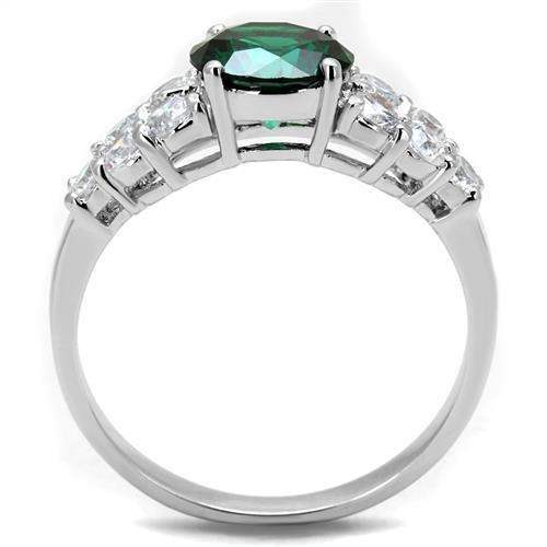 Alamode Rhodium Brass Ring with Synthetic Spinel in Emerald - Alamode - Flyclothing LLC