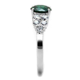 Alamode Rhodium Brass Ring with Synthetic Spinel in Emerald - Alamode - Flyclothing LLC
