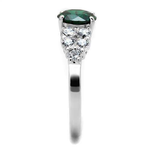 Alamode Rhodium Brass Ring with Synthetic Spinel in Emerald - Alamode - Flyclothing LLC