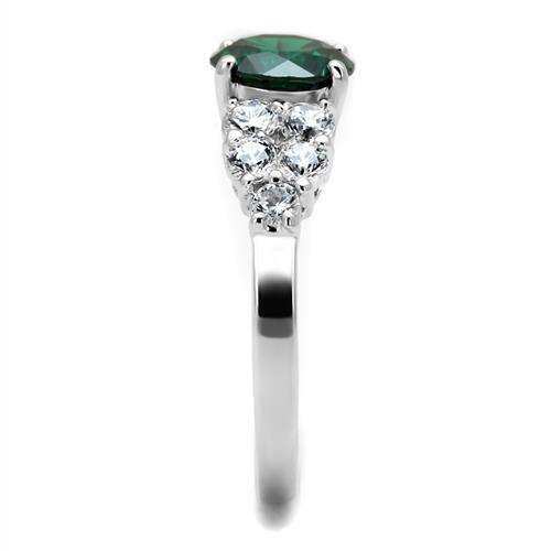 Alamode Rhodium Brass Ring with Synthetic Spinel in Emerald - Alamode - Flyclothing LLC