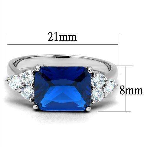 Alamode Rhodium Brass Ring with Synthetic Spinel in London Blue - Alamode - Flyclothing LLC