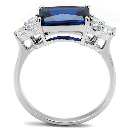 Alamode Rhodium Brass Ring with Synthetic Spinel in London Blue - Alamode - Flyclothing LLC