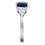 Alamode Rhodium Brass Ring with Synthetic Spinel in London Blue - Alamode - Flyclothing LLC