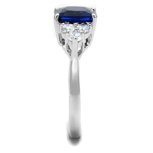 Alamode Rhodium Brass Ring with Synthetic Spinel in London Blue - Alamode - Flyclothing LLC