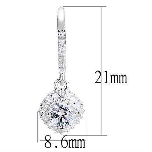 Alamode Rhodium 925 Sterling Silver Earrings with AAA Grade CZ in Clear - Alamode - Flyclothing LLC