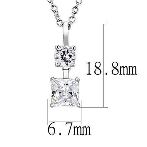 Alamode Rhodium 925 Sterling Silver Chain Pendant with AAA Grade CZ in Clear - Alamode - Flyclothing LLC