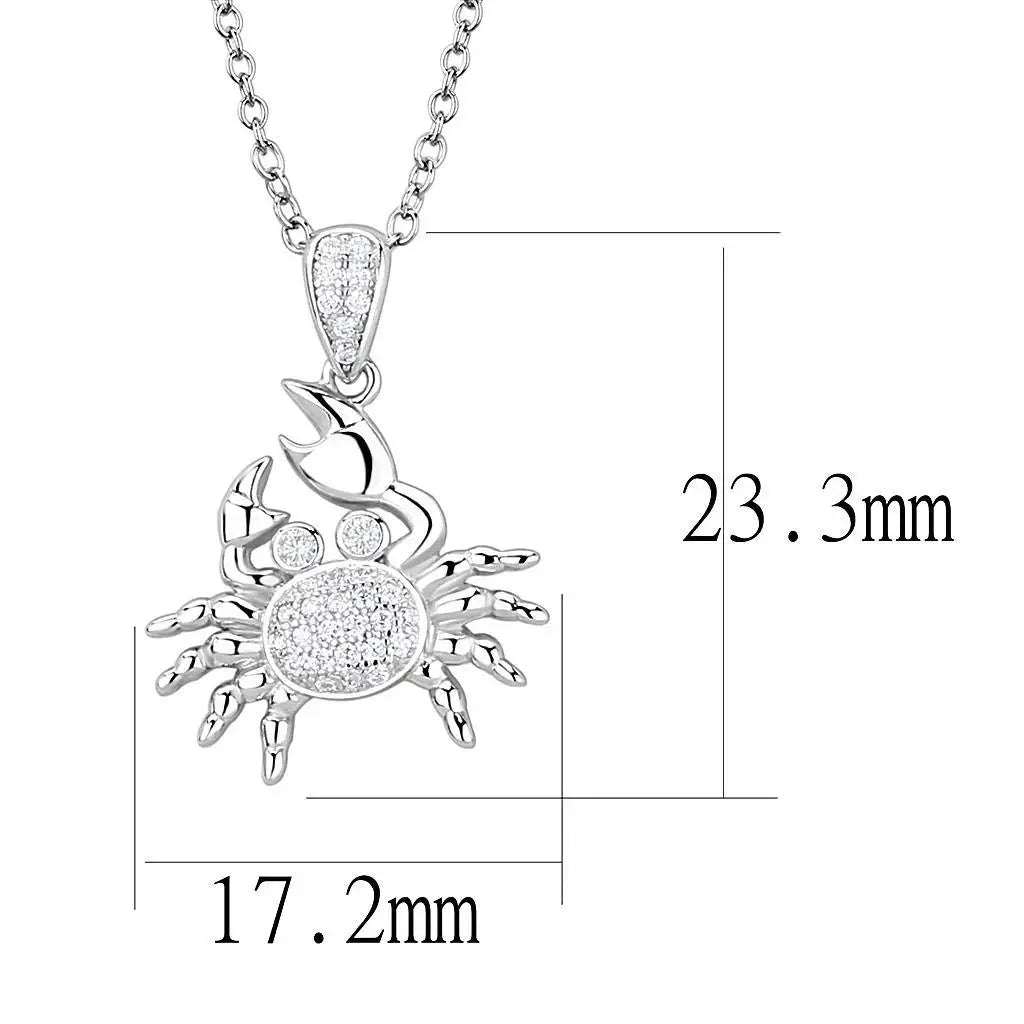 Alamode Rhodium 925 Sterling Silver Chain Pendant with AAA Grade CZ in Clear - Alamode - Flyclothing LLC