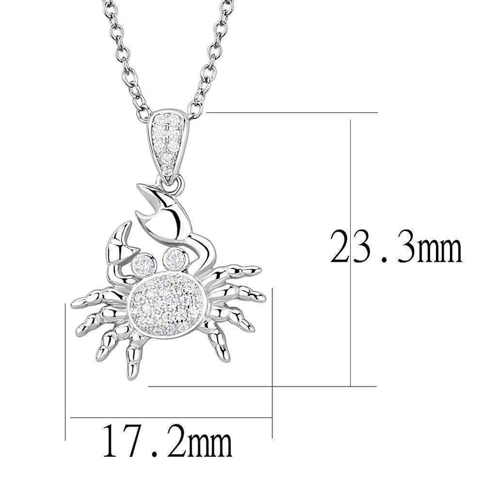 Alamode Rhodium 925 Sterling Silver Chain Pendant with AAA Grade CZ in Clear - Alamode - Flyclothing LLC