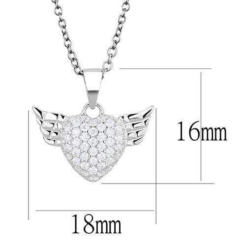 Alamode Rhodium 925 Sterling Silver Chain Pendant with AAA Grade CZ in Clear - Alamode - Flyclothing LLC