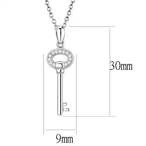 Alamode Rhodium 925 Sterling Silver Chain Pendant with AAA Grade CZ in Clear - Alamode - Flyclothing LLC