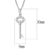 Alamode Rhodium 925 Sterling Silver Chain Pendant with AAA Grade CZ in Clear - Alamode - Flyclothing LLC