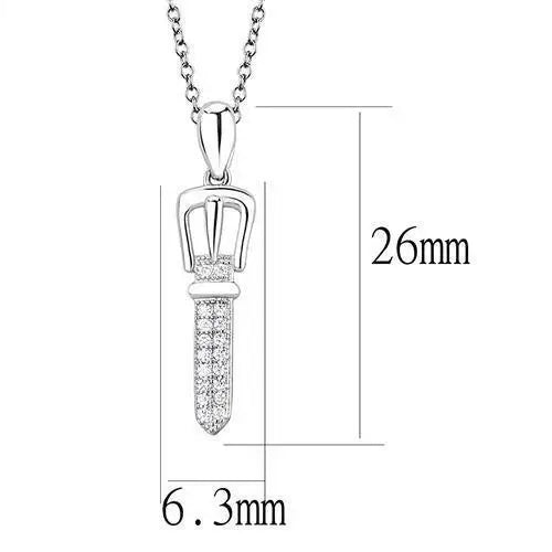 Alamode Rhodium 925 Sterling Silver Chain Pendant with AAA Grade CZ in Clear - Alamode - Flyclothing LLC