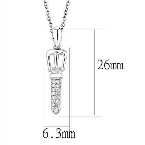 Alamode Rhodium 925 Sterling Silver Chain Pendant with AAA Grade CZ in Clear - Alamode - Flyclothing LLC