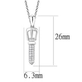 Alamode Rhodium 925 Sterling Silver Chain Pendant with AAA Grade CZ in Clear - Alamode