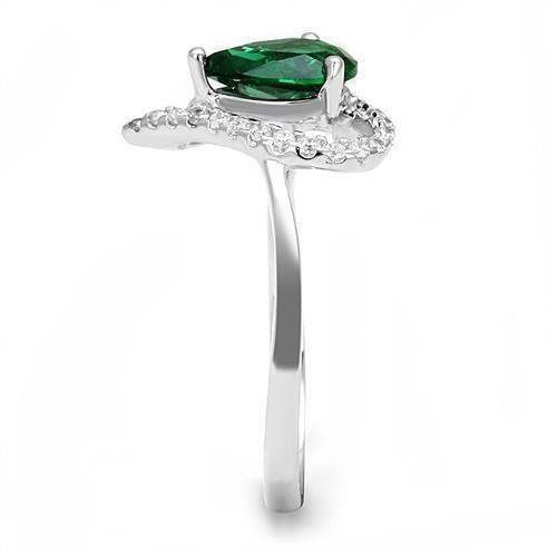 Alamode Rhodium 925 Sterling Silver Ring with Synthetic Synthetic Glass in Blue Zircon - Alamode - Flyclothing LLC
