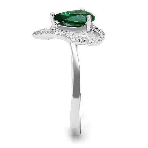 Alamode Rhodium 925 Sterling Silver Ring with Synthetic Synthetic Glass in Blue Zircon - Alamode - Flyclothing LLC