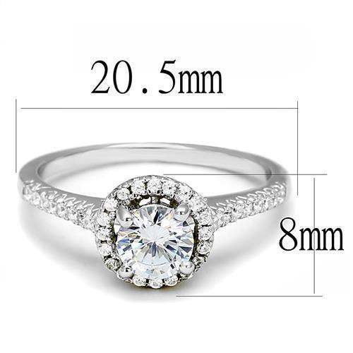Alamode Rhodium 925 Sterling Silver Ring with AAA Grade CZ in Clear - Alamode - Flyclothing LLC