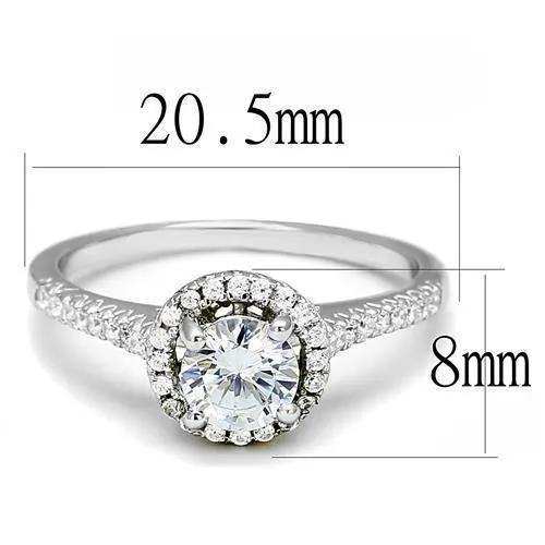 Alamode Rhodium 925 Sterling Silver Ring with AAA Grade CZ in Clear - Alamode - Flyclothing LLC