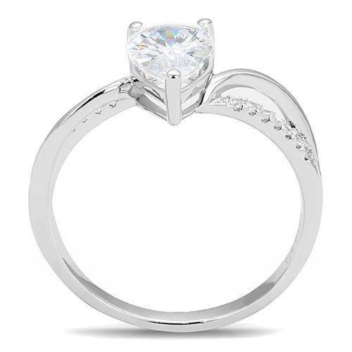 Alamode Rhodium 925 Sterling Silver Ring with AAA Grade CZ in Clear - Alamode - Flyclothing LLC