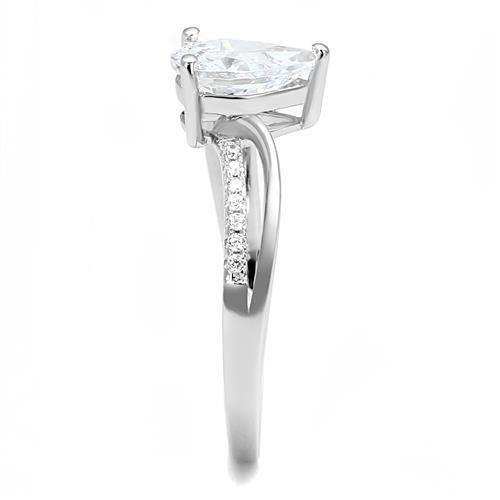 Alamode Rhodium 925 Sterling Silver Ring with AAA Grade CZ in Clear - Alamode - Flyclothing LLC