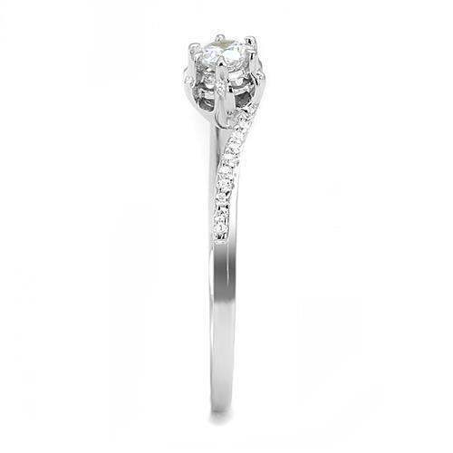 Alamode Rhodium 925 Sterling Silver Ring with AAA Grade CZ in Clear - Alamode - Flyclothing LLC