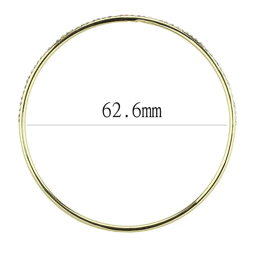 Alamode Gold Brass Bangle with Top Grade Crystal in Clear - Alamode - Flyclothing LLC