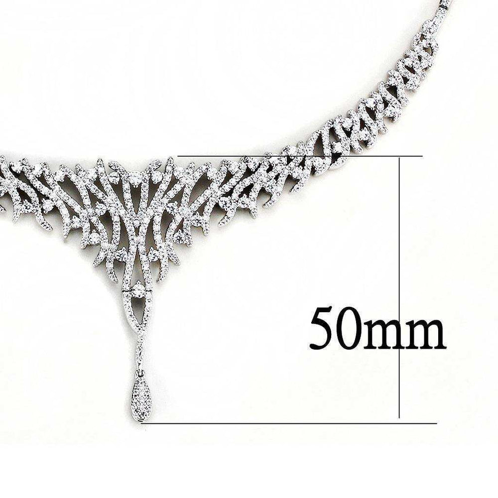 Alamode Rhodium Brass Jewelry Sets with AAA Grade CZ in Clear - Alamode - Flyclothing LLC