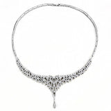 Alamode Rhodium Brass Jewelry Sets with AAA Grade CZ in Clear - Alamode