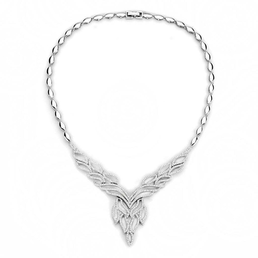 Alamode Rhodium Brass Jewelry Sets with AAA Grade CZ in Clear - Alamode - Flyclothing LLC