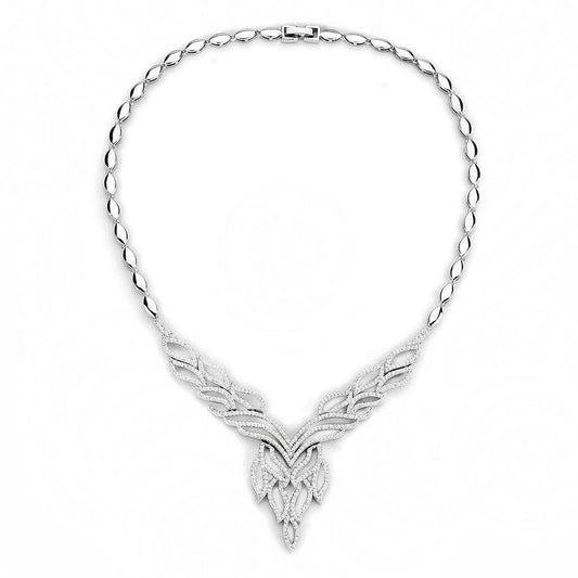 Alamode Rhodium Brass Jewelry Sets with AAA Grade CZ in Clear - Alamode - Flyclothing LLC